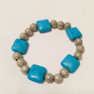 Turquoise Glitter Beaded Bracelet